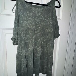 Torrid Green Relaxed Fit Cold-Shoulder Tee